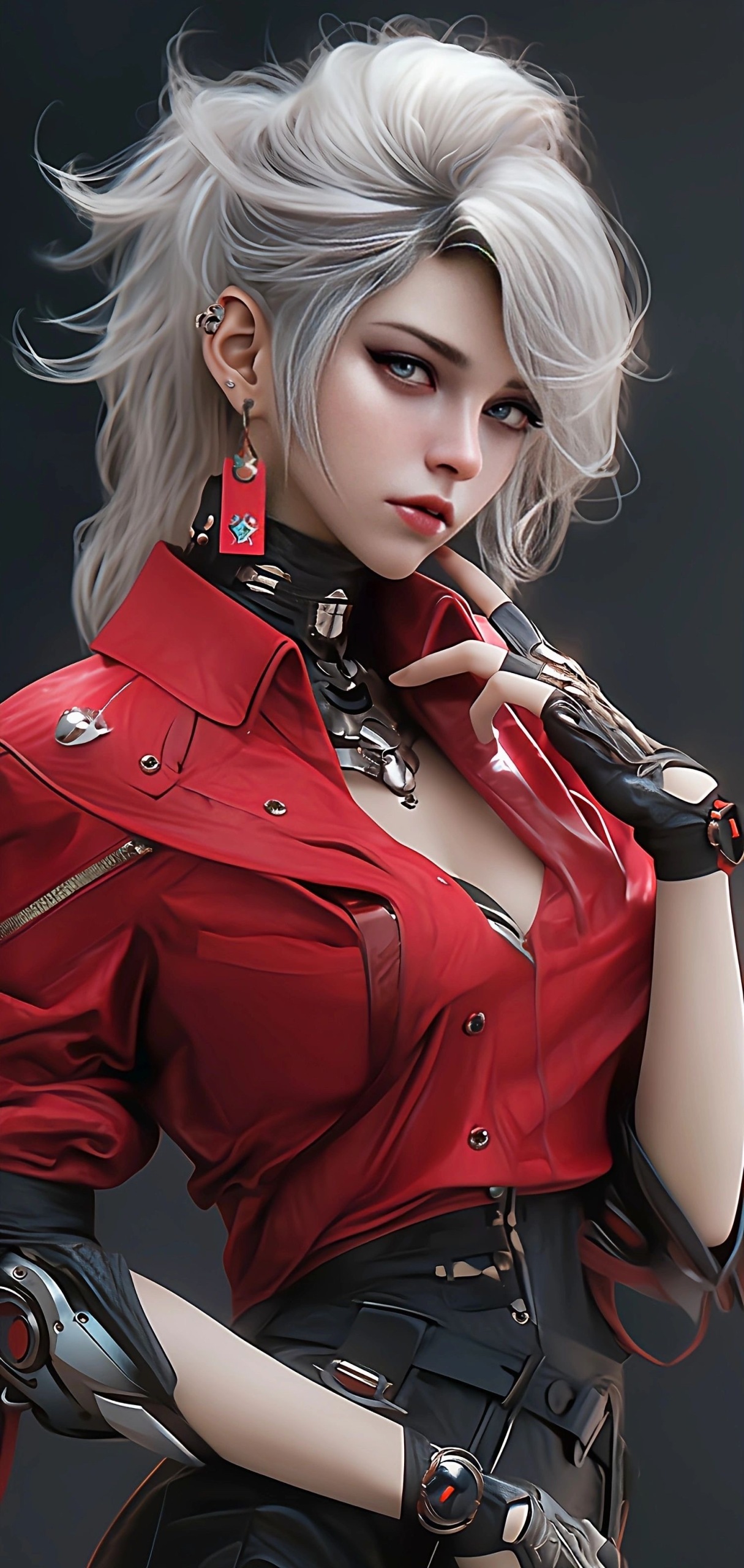 性感紅色白髮女神