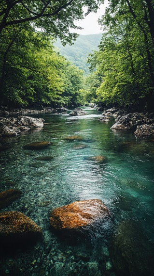 清澈森林溪流