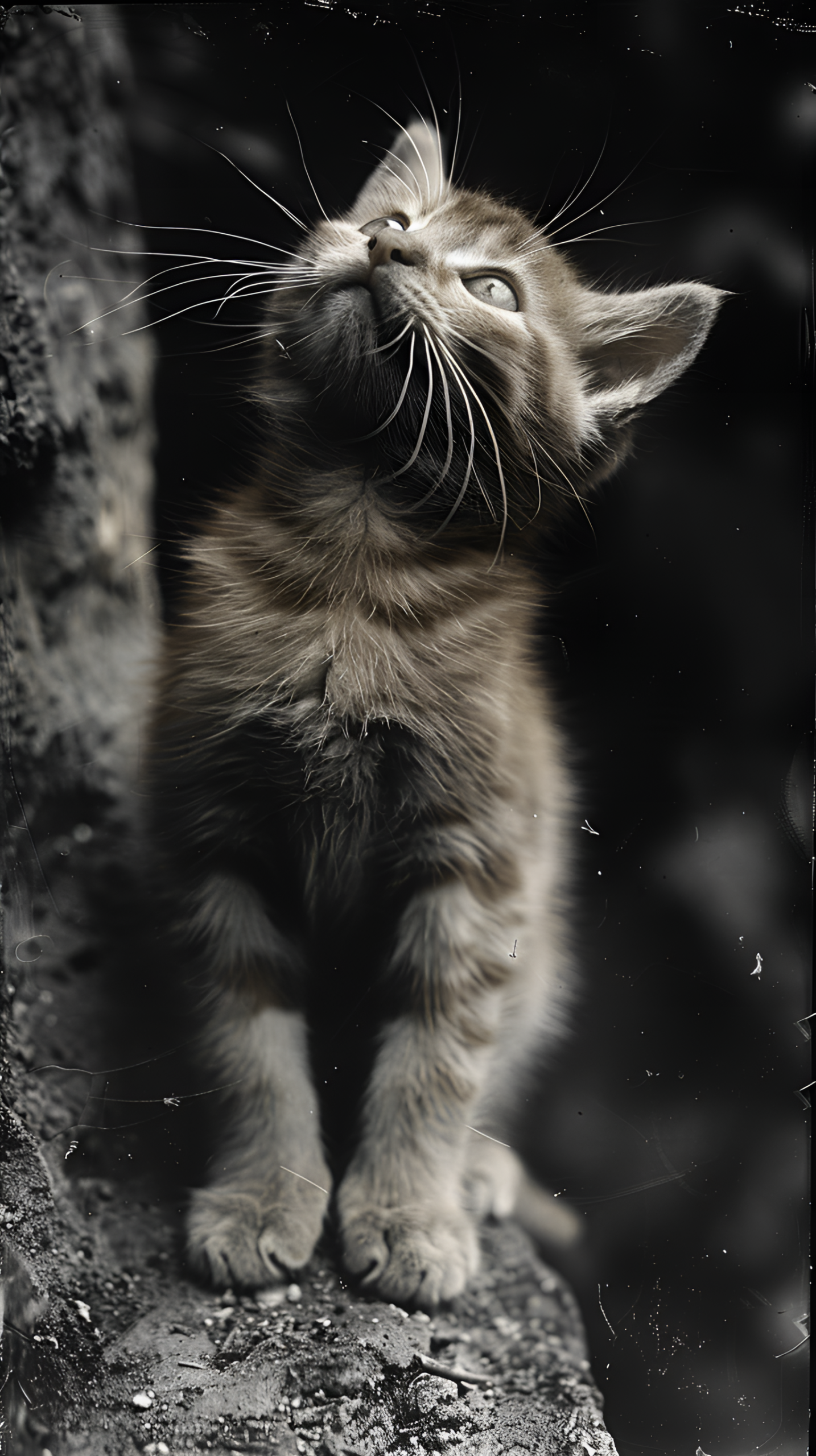 仰望的小猫