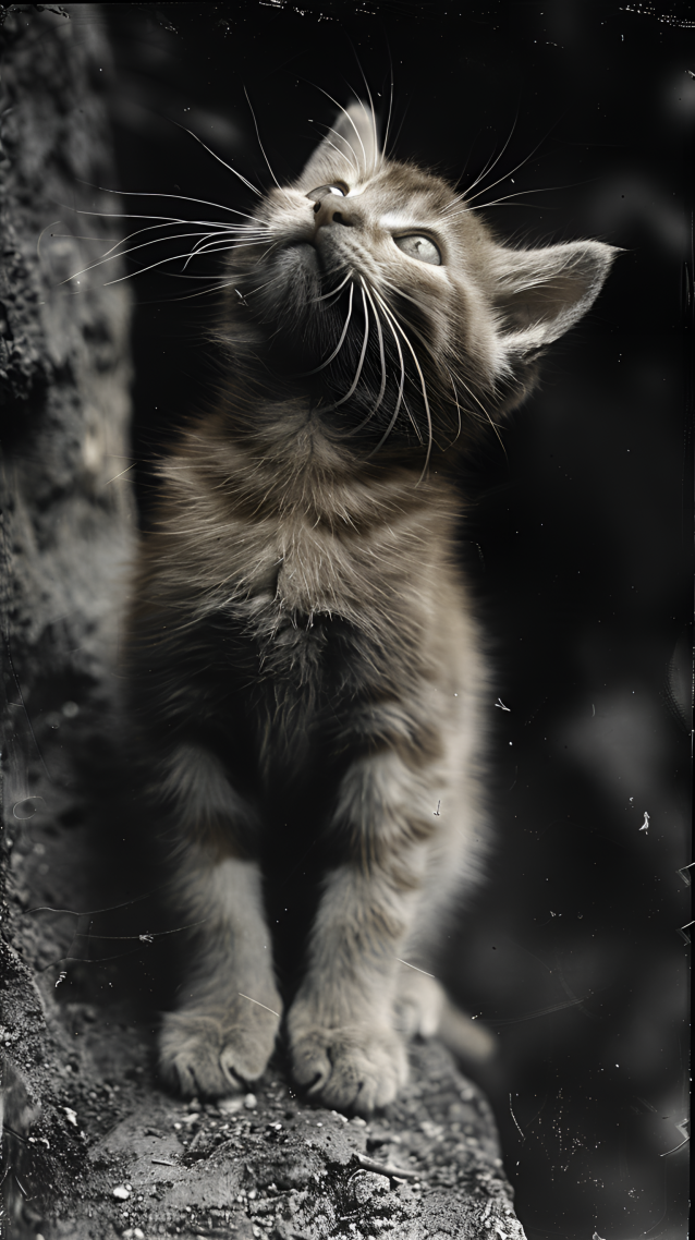 仰望的小猫