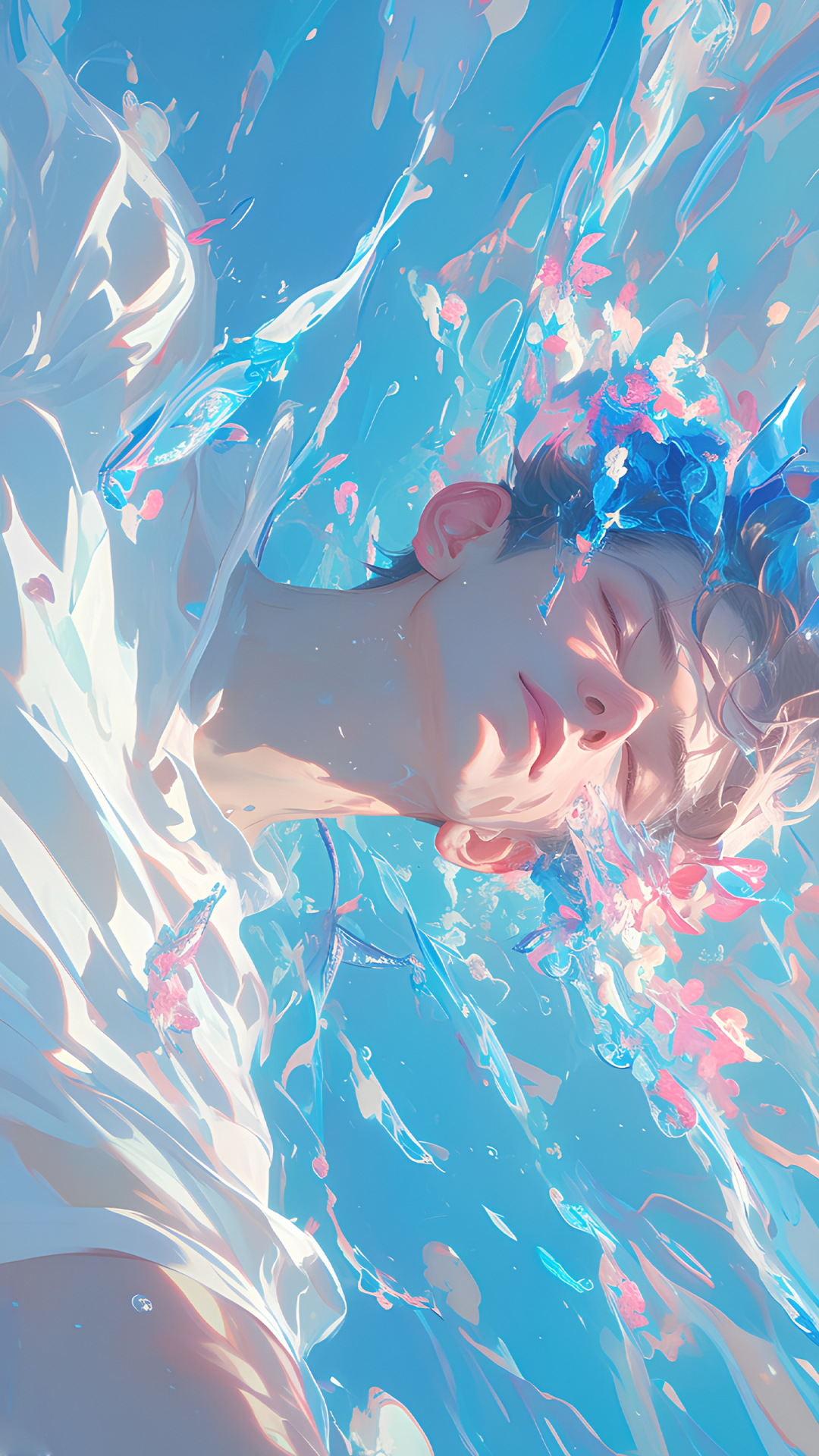 AI生成圖-櫻花水波少年