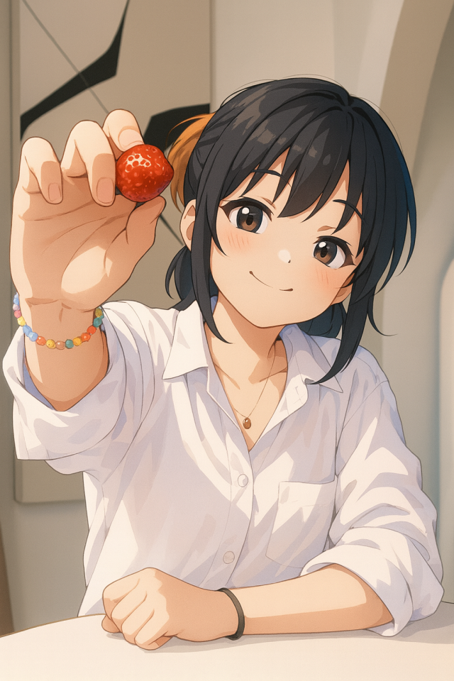 喂草莓的少女