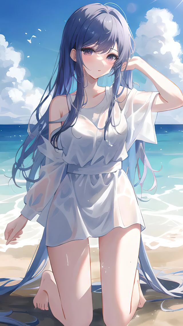 海灘二次元美女