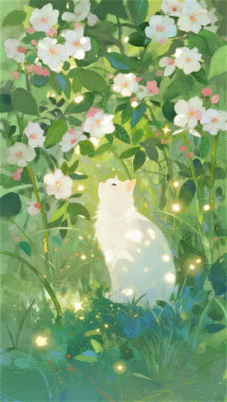白猫花丛