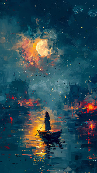 月下的孤独旅程