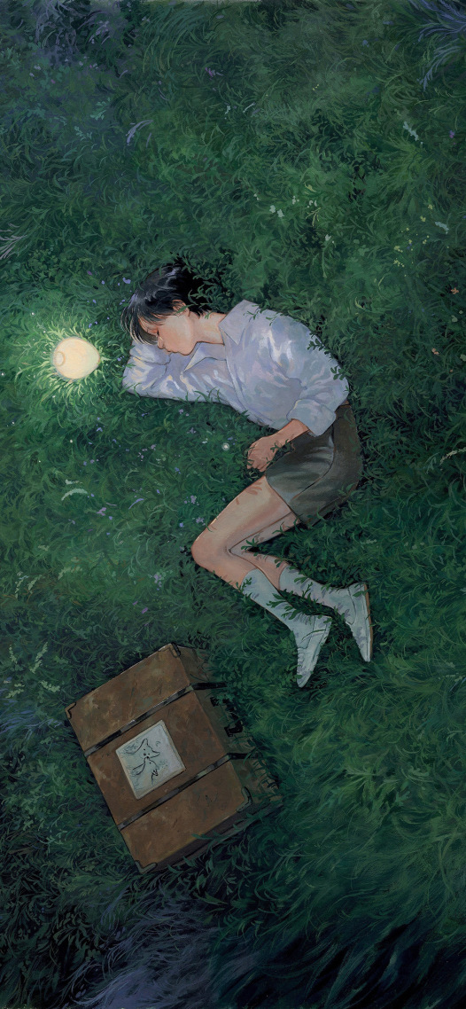 草地上的少女