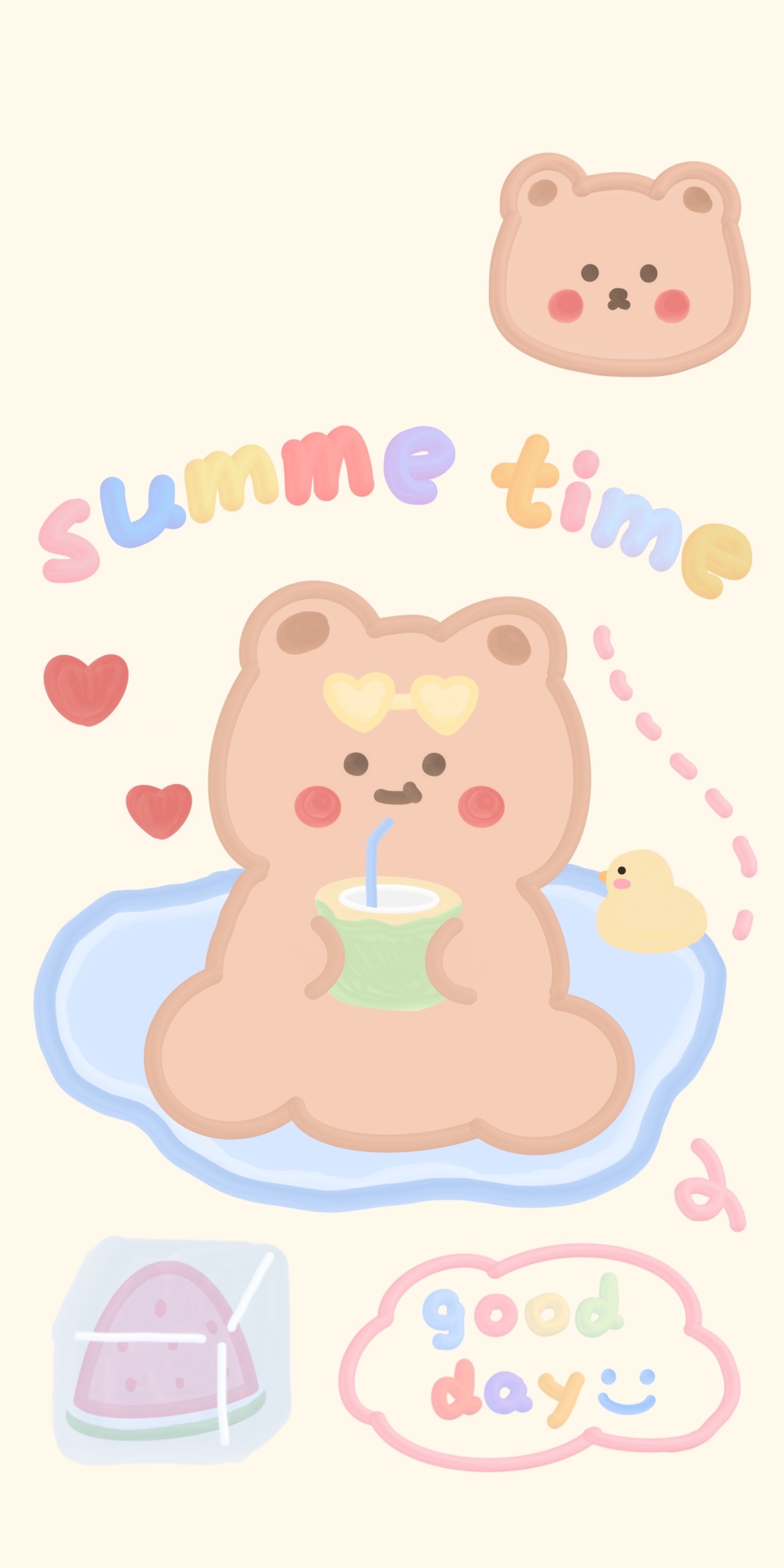 彩色夏天小熊