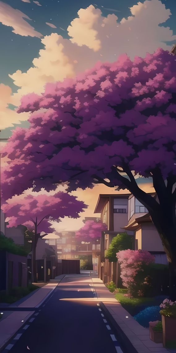 樱花街道(动漫手机静态壁纸) - 动漫手机壁纸下载 - 元气壁纸