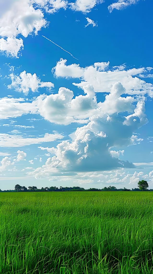 藍天白雲 綠色清新自然護眼風景