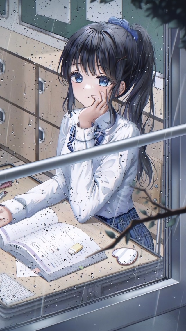 雨天教室女孩