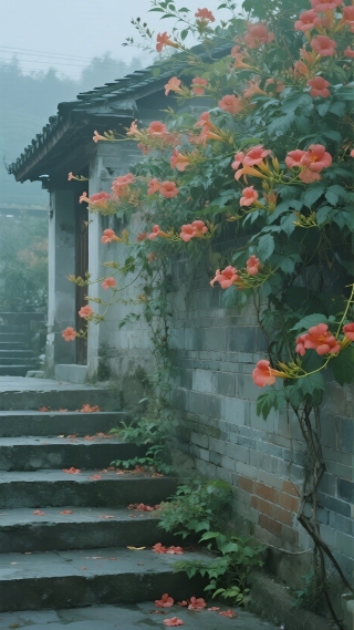墙边的花