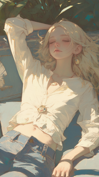 阳光沙发慵懒美女