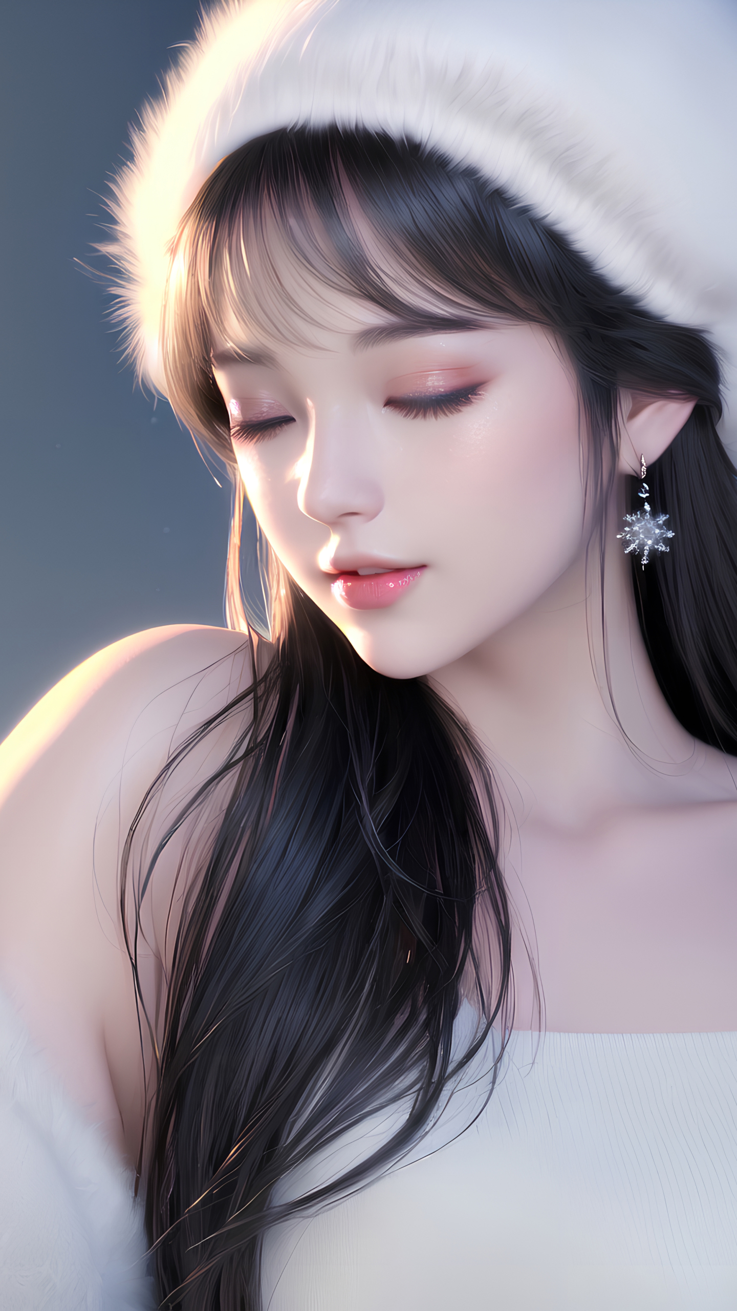 唯美冬日治愈少女