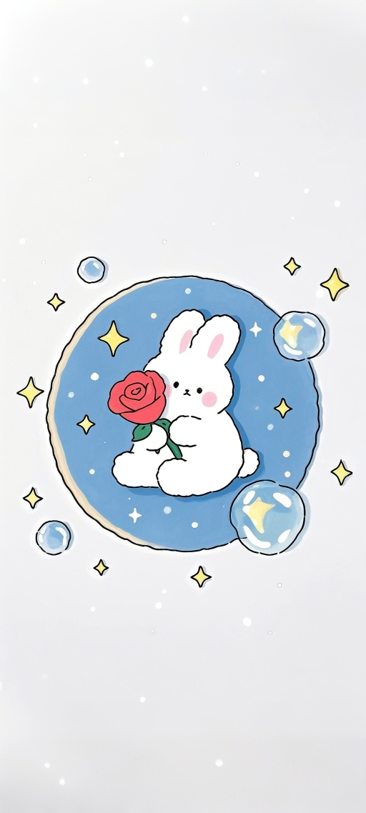 小清新可愛玫瑰兔子