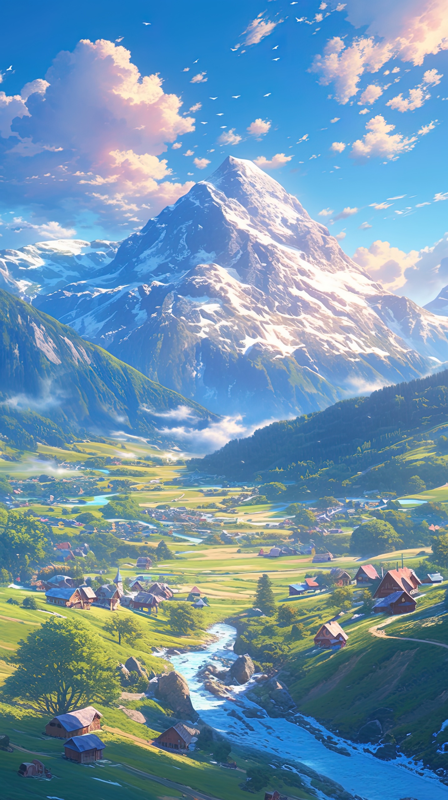 雪山下的草原