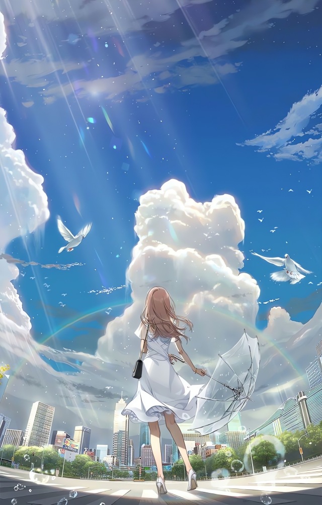 白裙美女
