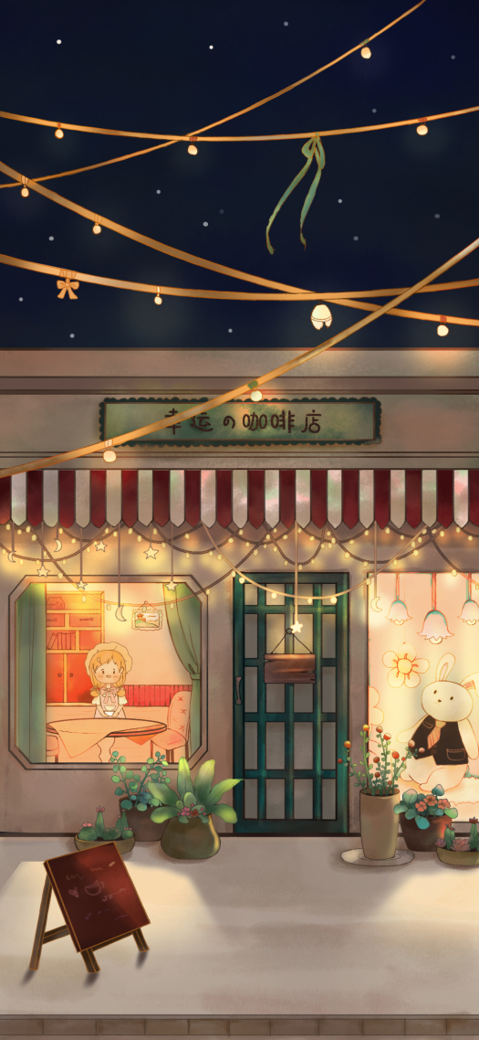 夜晚的咖啡店