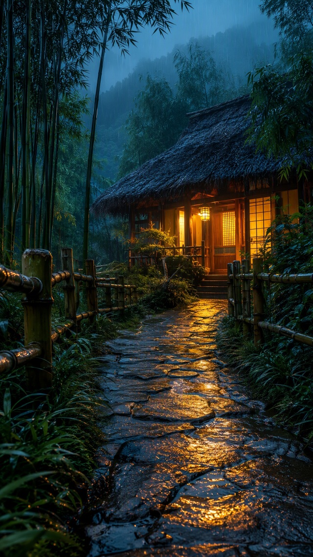 雨中茅屋