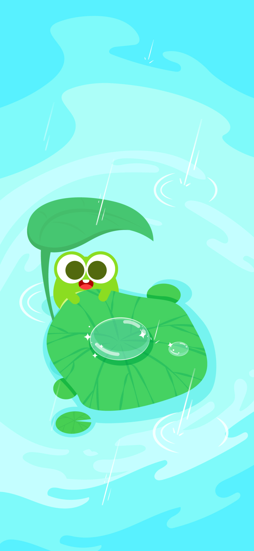 春雨時節—藍綠護眼壁紙
