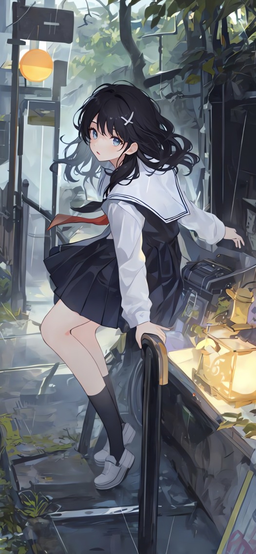 雨天美少女