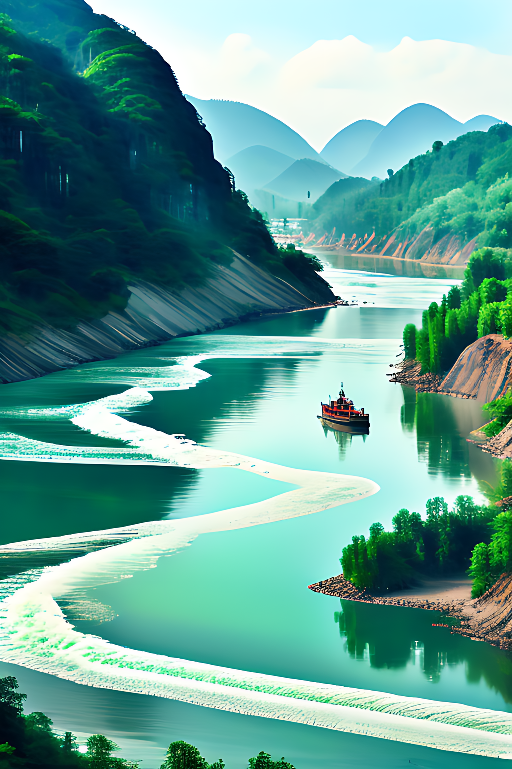 碧綠的江水