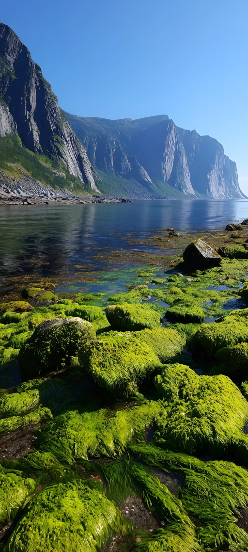 苔岩映海，山入晴空