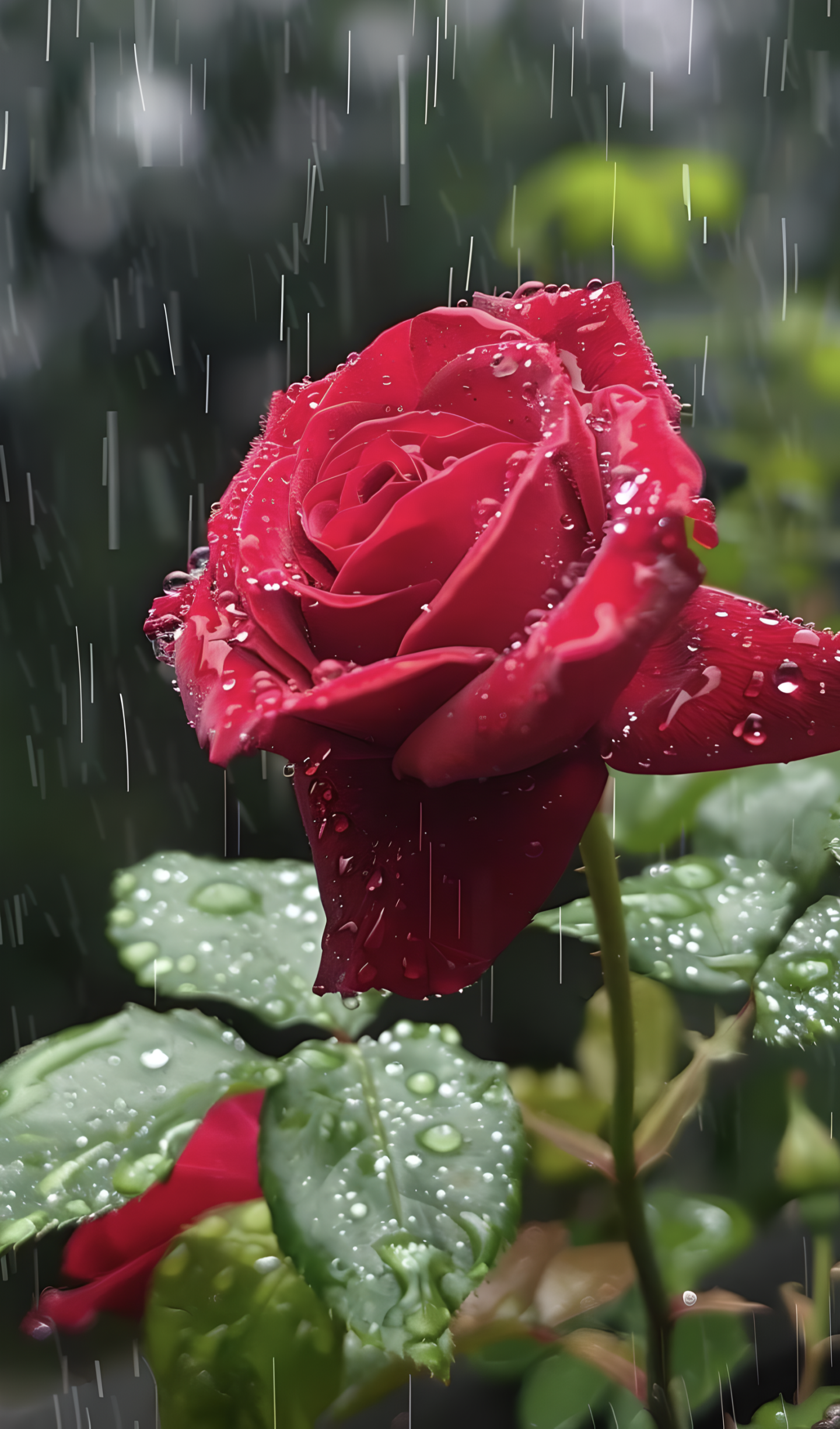 雨中的紅玫瑰