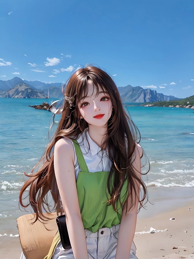 海邊浪漫少女