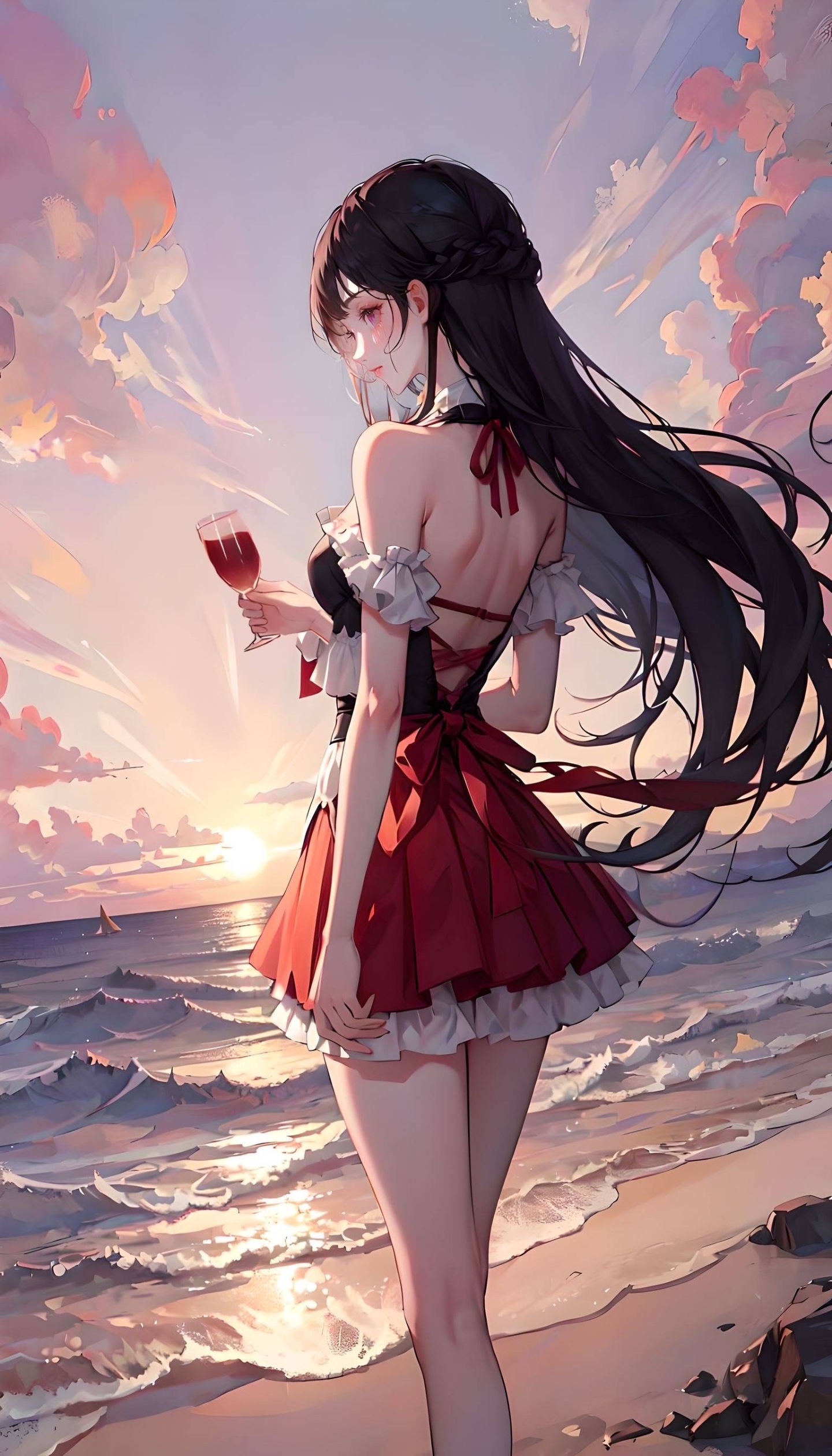 海边夕阳少女