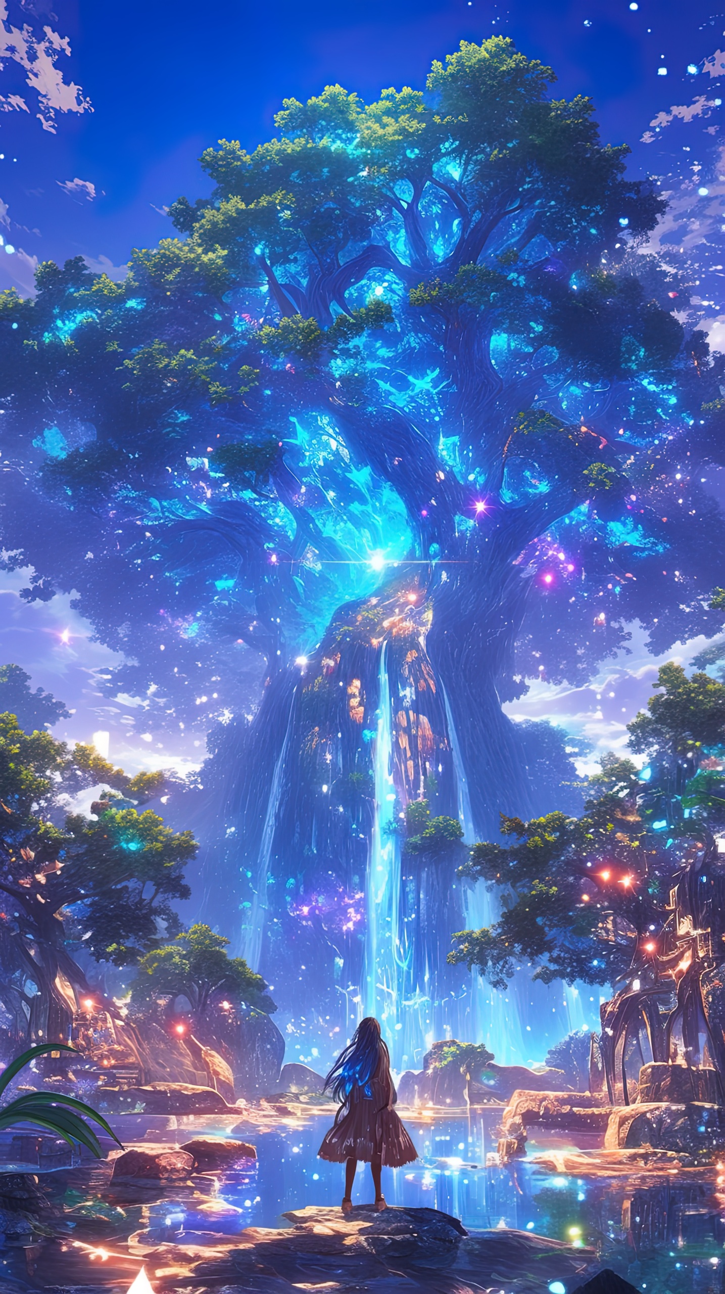 奇幻魔法森林中的長發少女