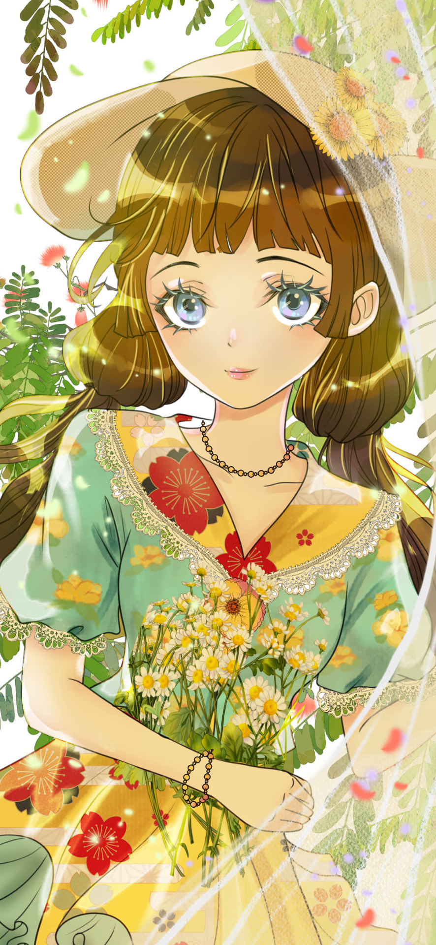 微信壁紙拿花的女孩
