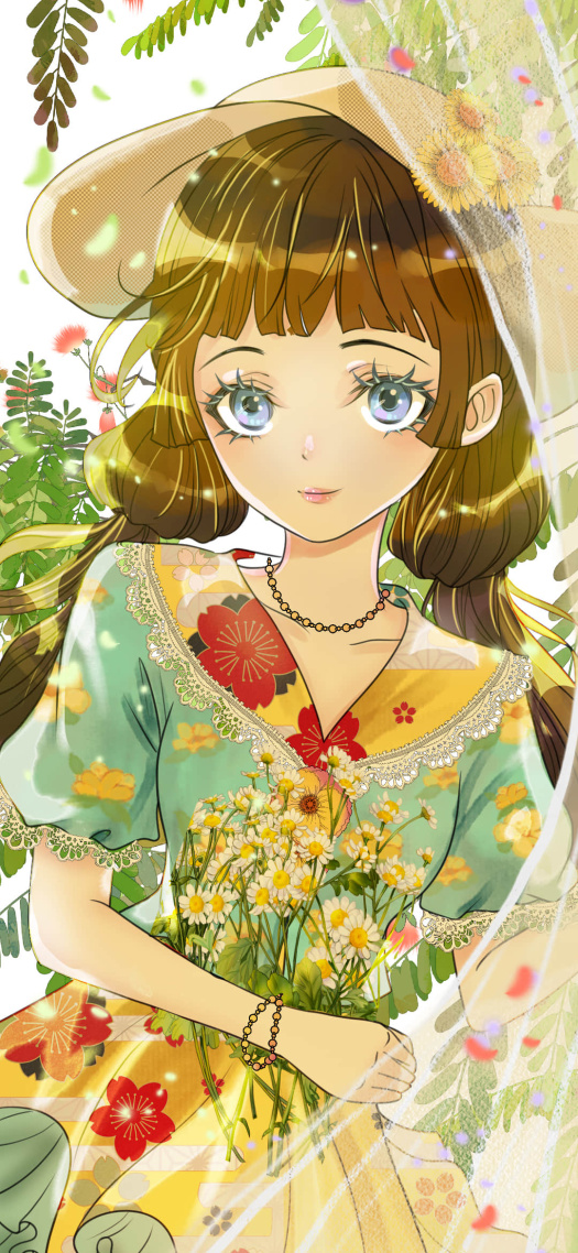 微信壁紙拿花的女孩