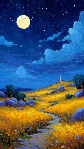 星月夜下的金色梦乡