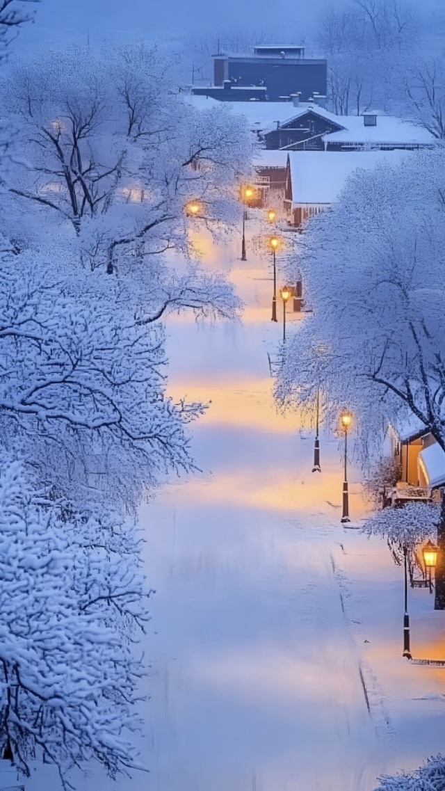 夜，雪景