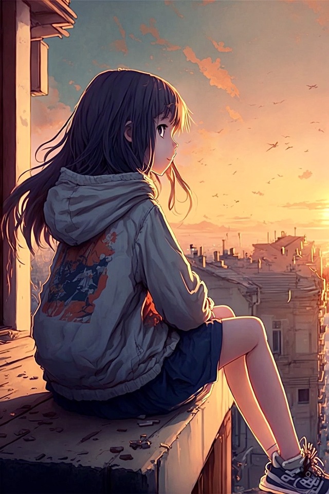 赏落日