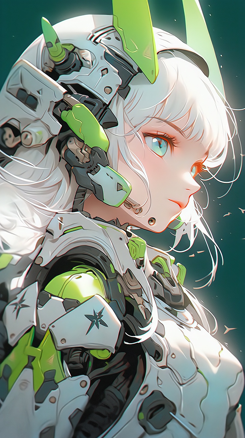 白和綠機甲戰士壁紙16