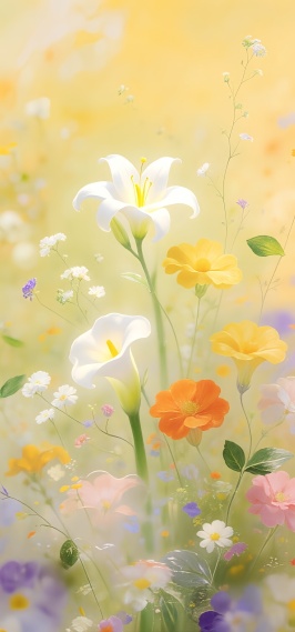阳光下的花丛