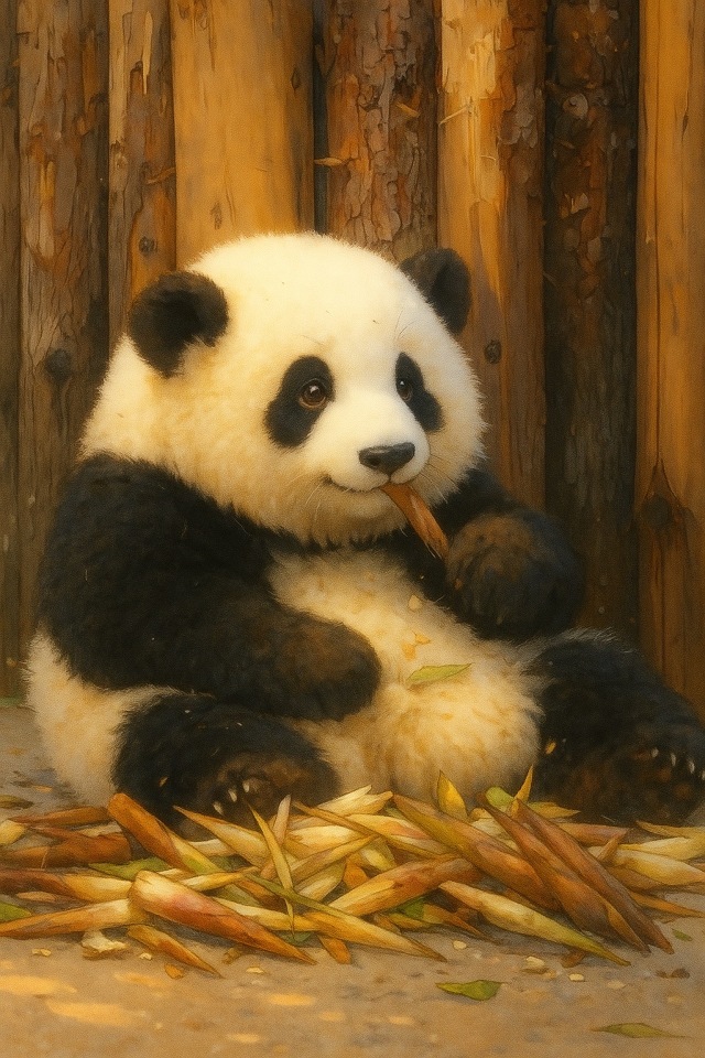 圆头圆脑熊猫幼崽