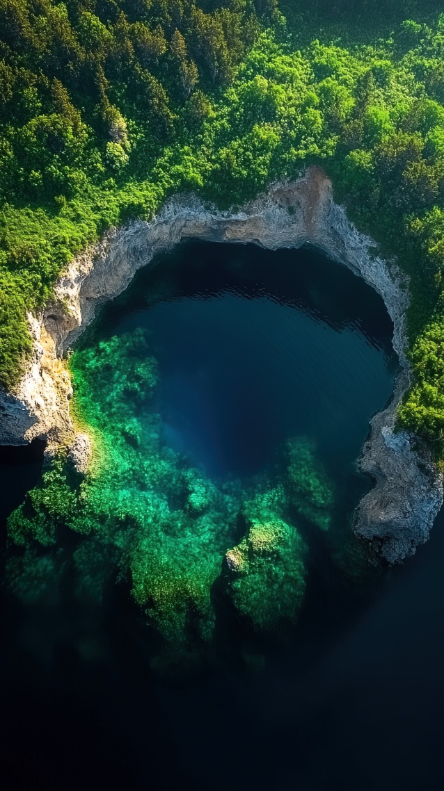 清新绿色海岛蓝洞