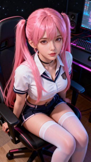 电脑前的美少女