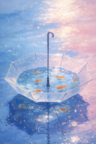 唯美金鱼伞