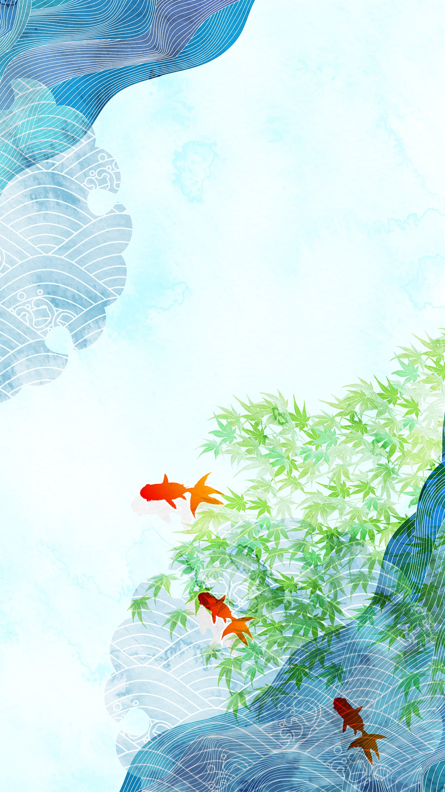 +池塘里的魚兒 插畫 (2)微信封面背景圖