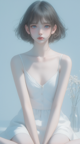阳光清新清纯短发女孩