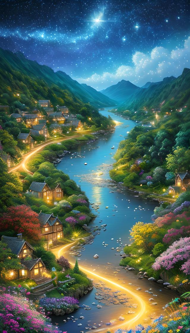 夜晚的小村庄