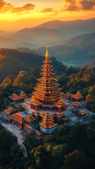 山中宏伟寺庙