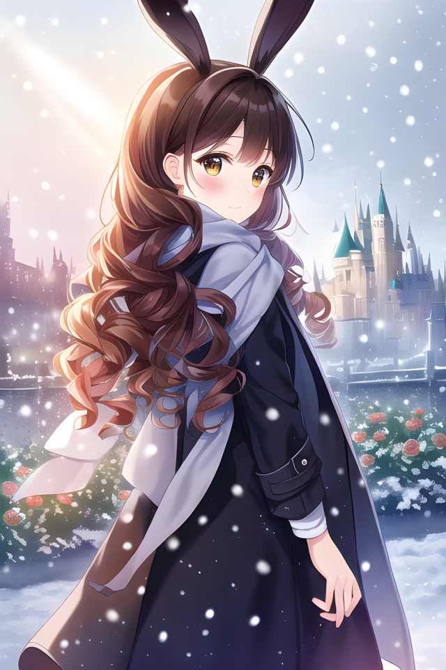 雪中的捲髮女孩