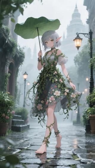 雨中小精灵