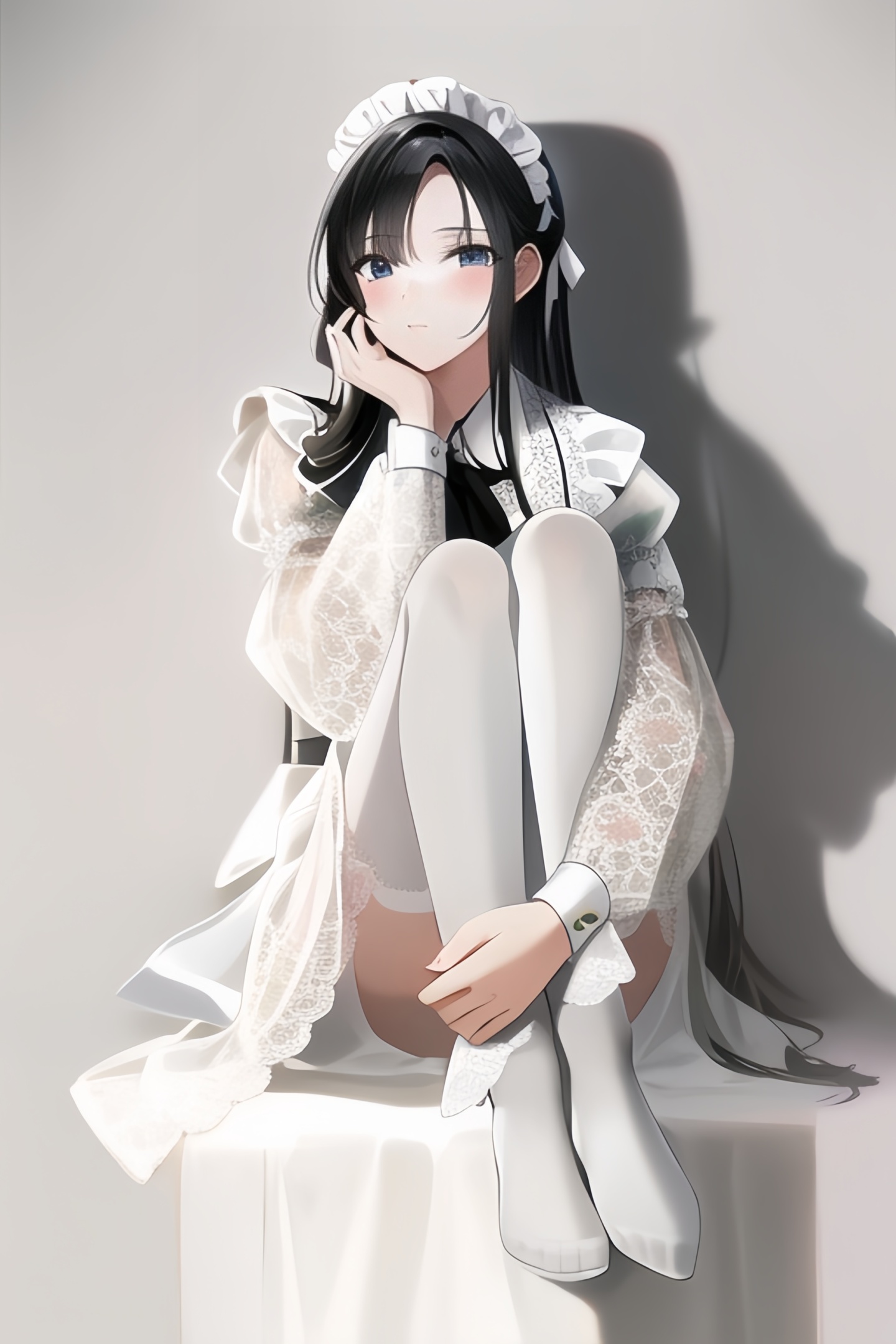 灰絲坐姿女僕