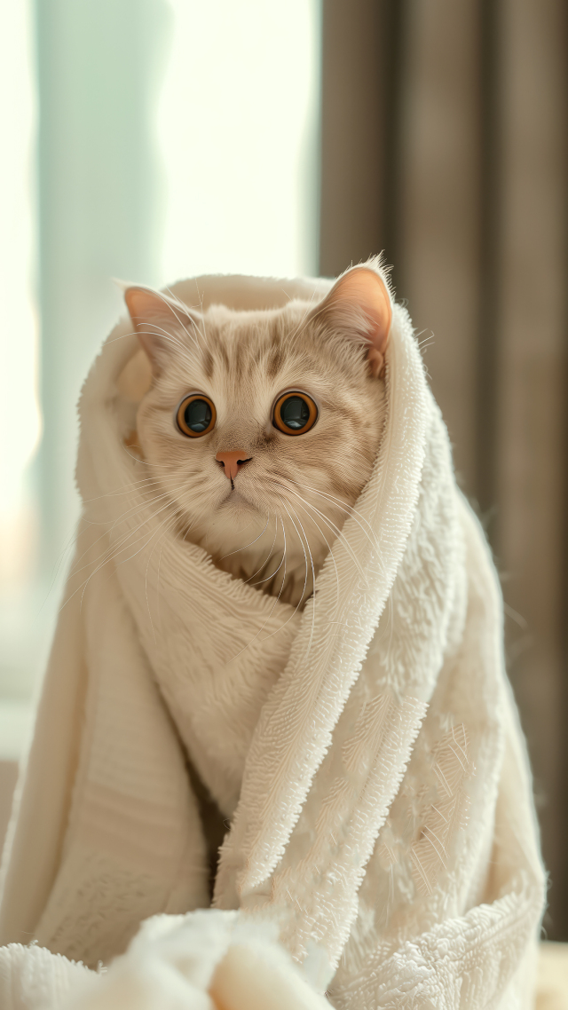 毛巾里的猫