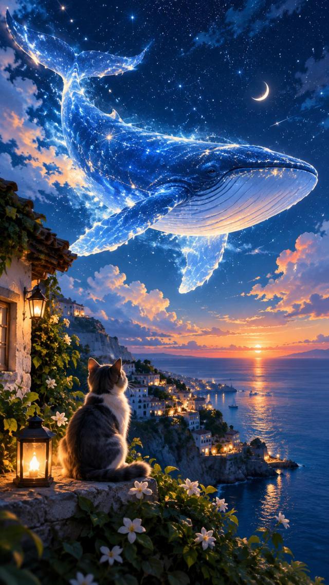 蓝鲸鱼和小猫